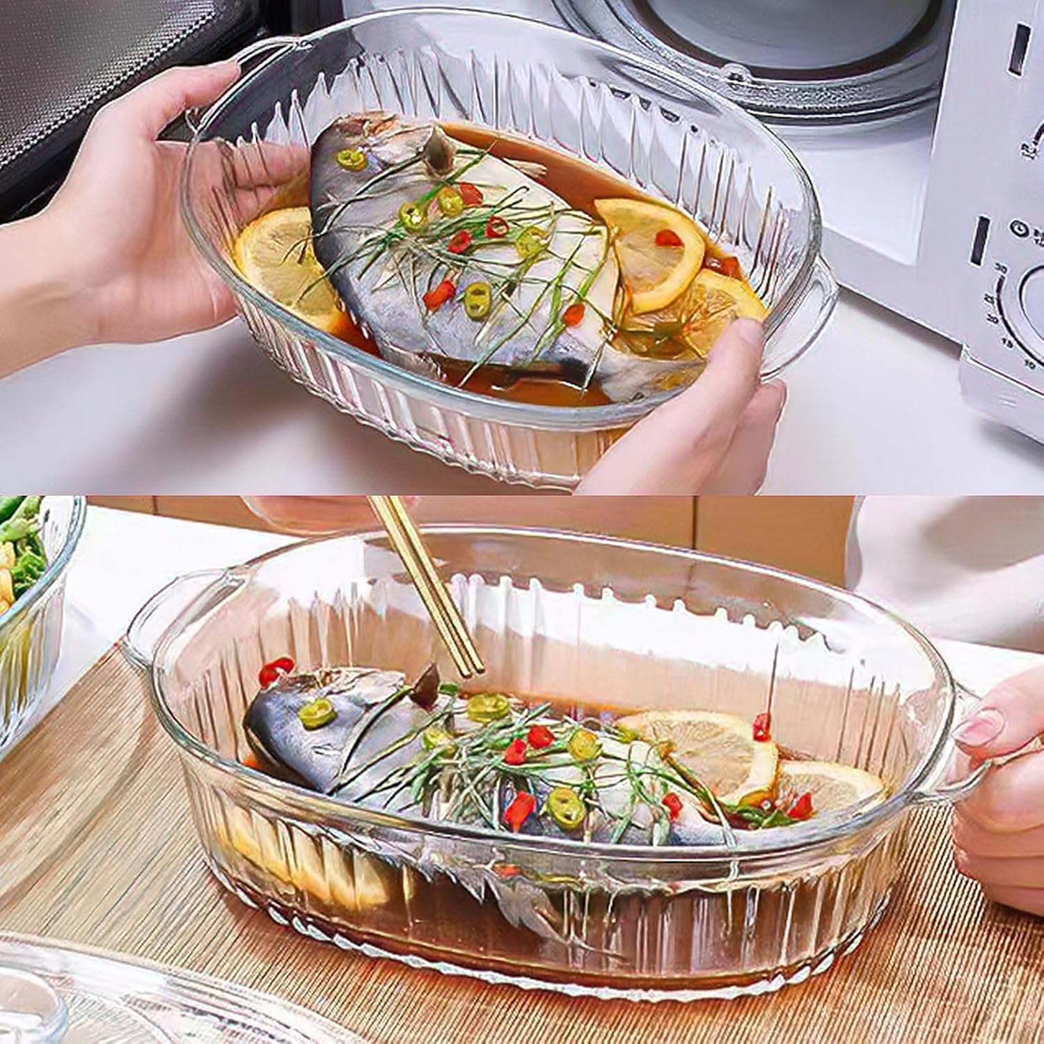 MCIRCO Glass Casserole Baking Dish Set - 4-Piece with Lids, 1.9 Qt & 3 Qt Sizes