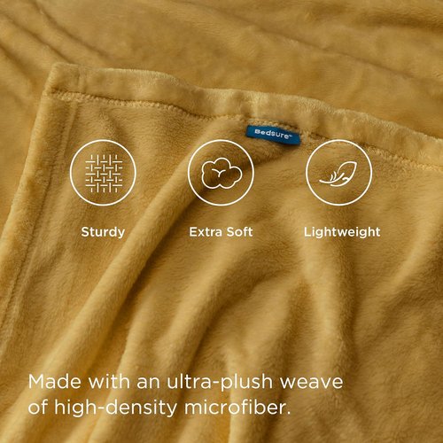 Bedsure GentleSoft Fleece Blanket - Lightweight Plush Cozy Twin Size Yellow Blanket for Bed & Travel | 60x80 Inches