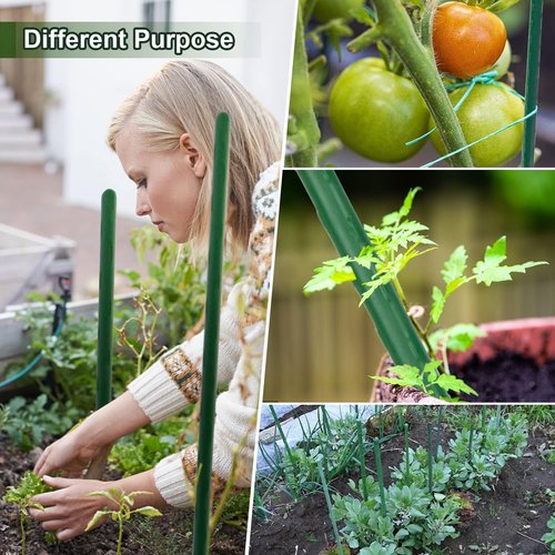 Jollybower 25pcs Steel Plant Stakes - 4 Feet Sturdy Support for Climbing Plants, Tomatoes & Flowers