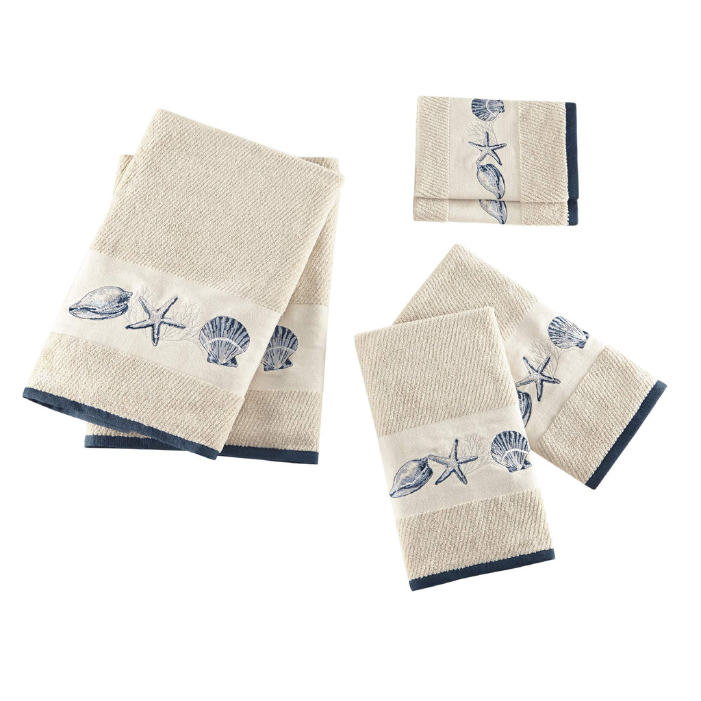 Madison Park Embroidered Cotton Jacquard 6 Piece Towel Set MP73-4967, Blue