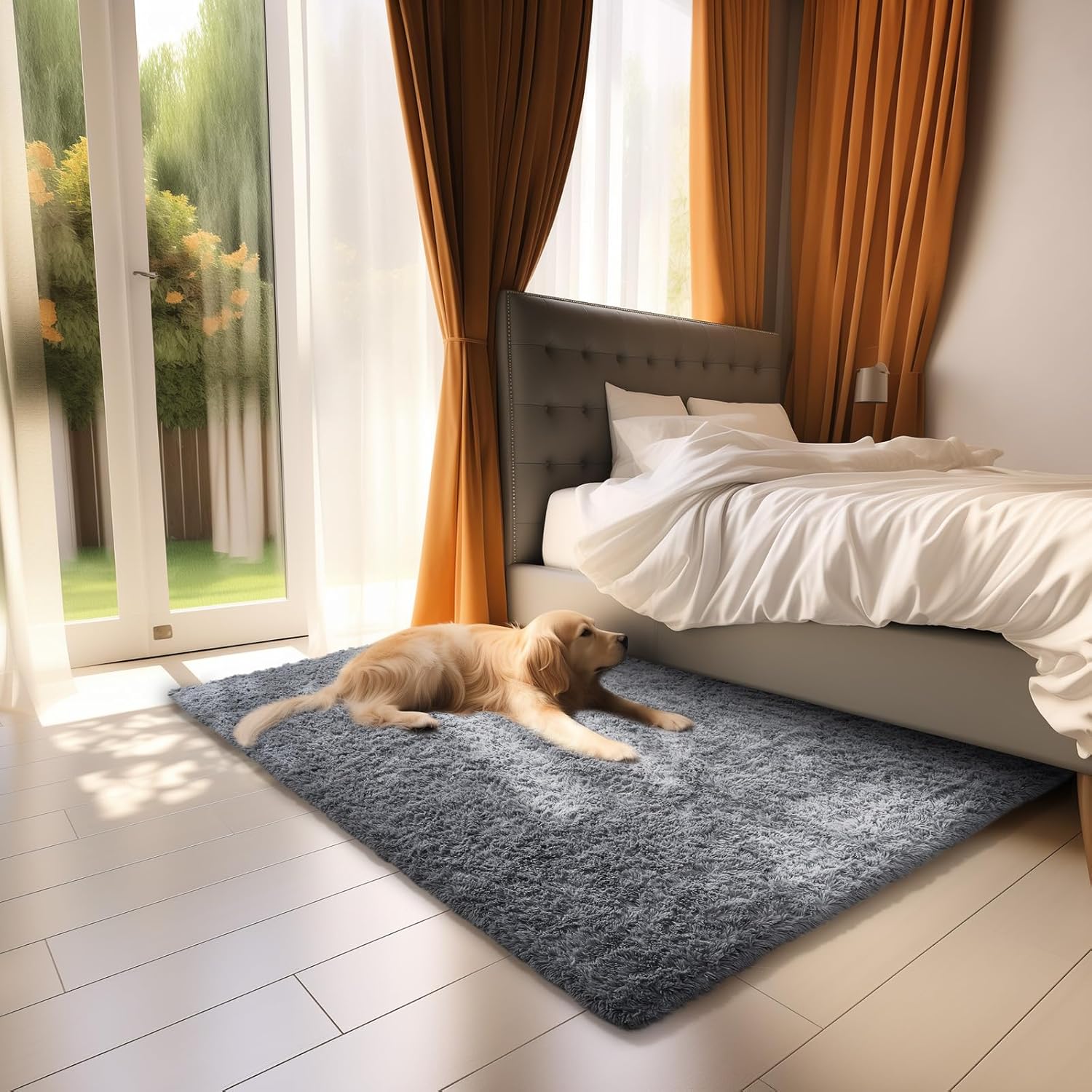 Ophanie 2x3 Light Grey Fluffy Rug - Comfy Soft Plush Shag Carpet | Non-Slip Indoor Floor Decor