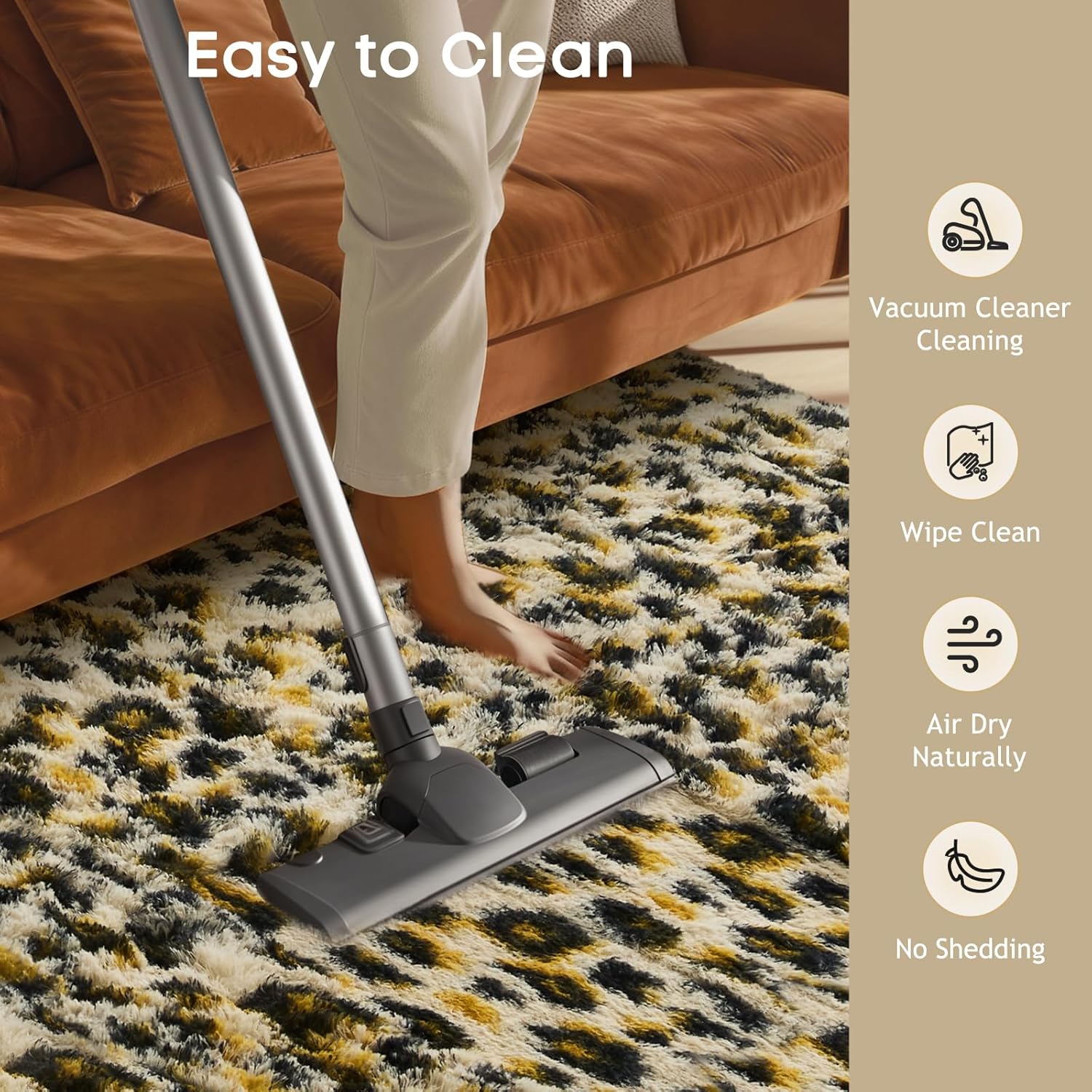 Ophanie Leopard Print Rug - Fluffy Shaggy Soft Throw for Bedroom & Living Room | Large 4x6 Size