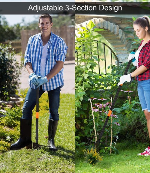 GardenWeasel Weed Puller Tool - 4-Claw Stand Up Weeding Tool with 47.8" Adjustable Stainless Steel Handle