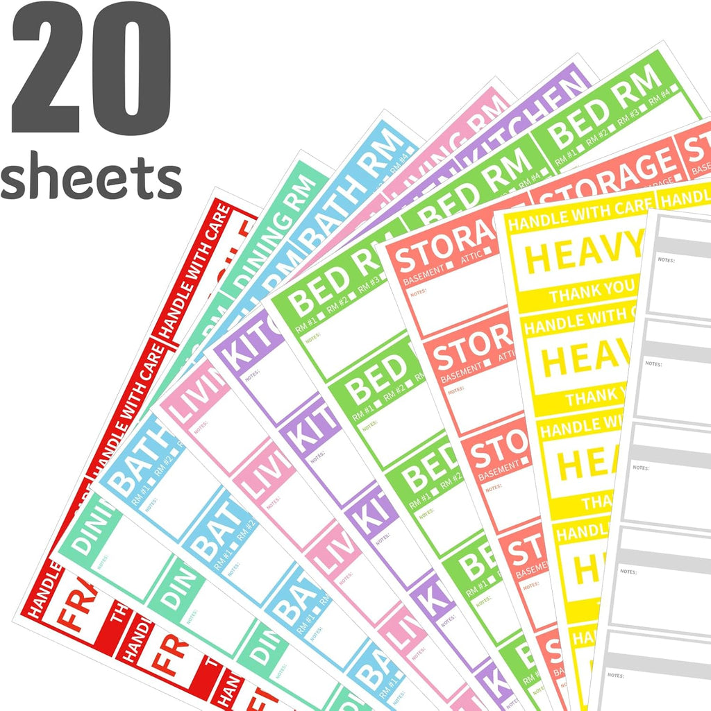 Ououstate 300 Count Removable Moving Box Packing Labels - Waterproof Color-Coded Stickers for Easy Organization