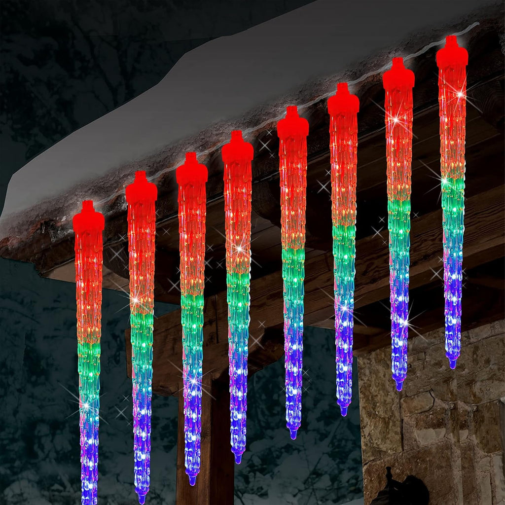 WATERGLIDE Meteor Shower Lights - 12" Outdoor Icicle Christmas Lights | 192 SMD LED Raindrop Decor