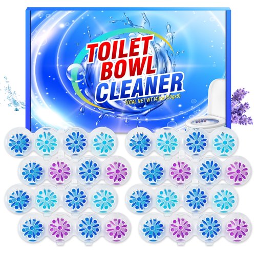 SCENTORINI 4-in-1 Toilet Bowl Cleaner Rim Hanger, Hanging Automatic Toilet Bowl Freshener, 4 Ocean & 4 Lavender Scent, Toilet Bowl Cleaning Balls Long-Lasting up to 30 Days