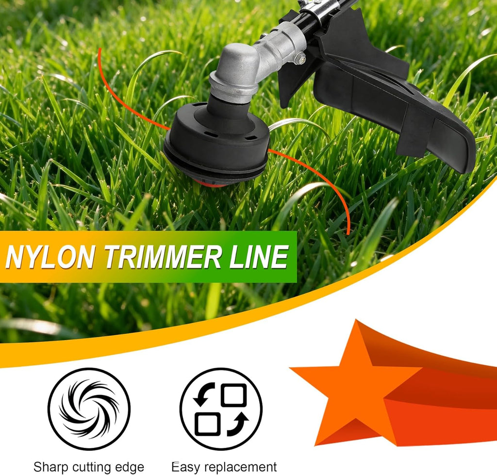 Skiennix .095" Pentagonal String Trimmer Line - 1LB Orange Universal Replacement for Weed Eater