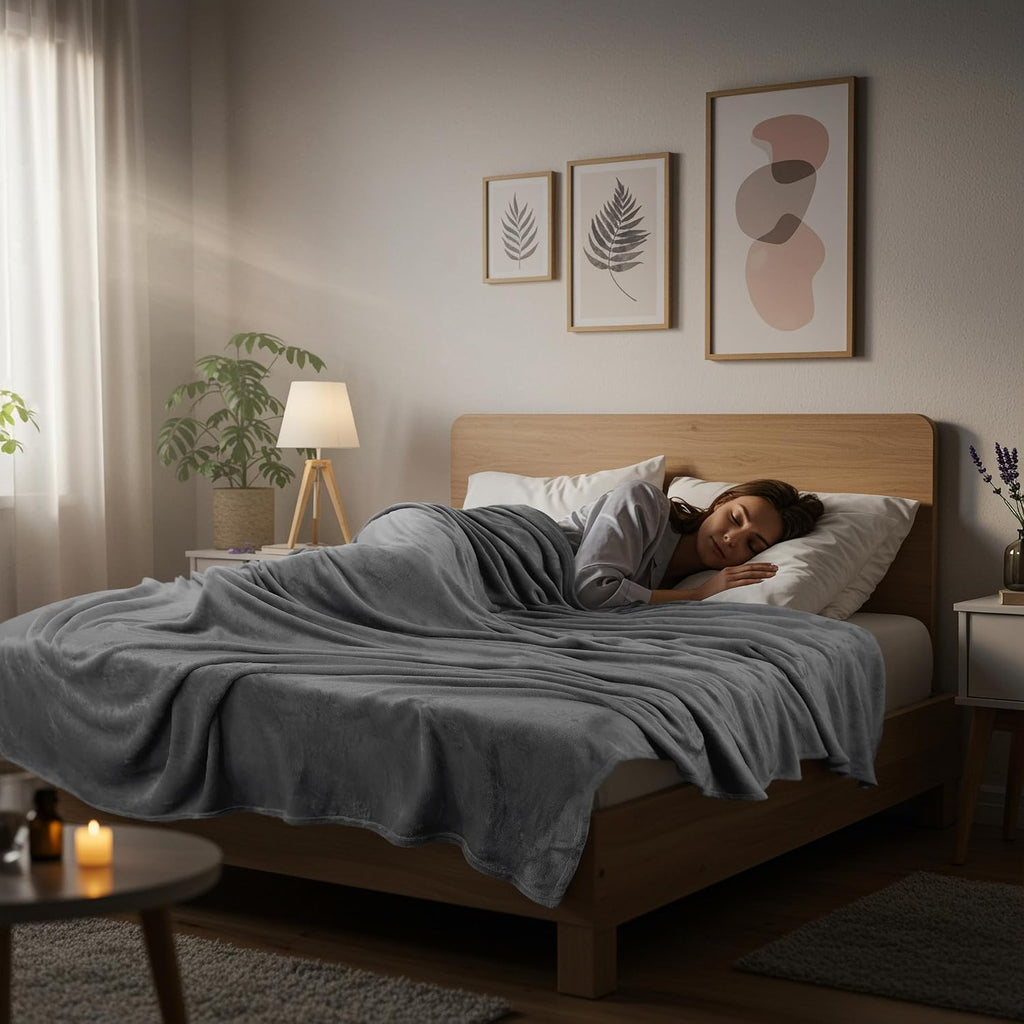 Utopia Bedding Fleece Blanket - Twin XL Grey 300GSM Luxury Soft Microfiber | Anti-Static, Cozy Comfort (90x76 Inch)