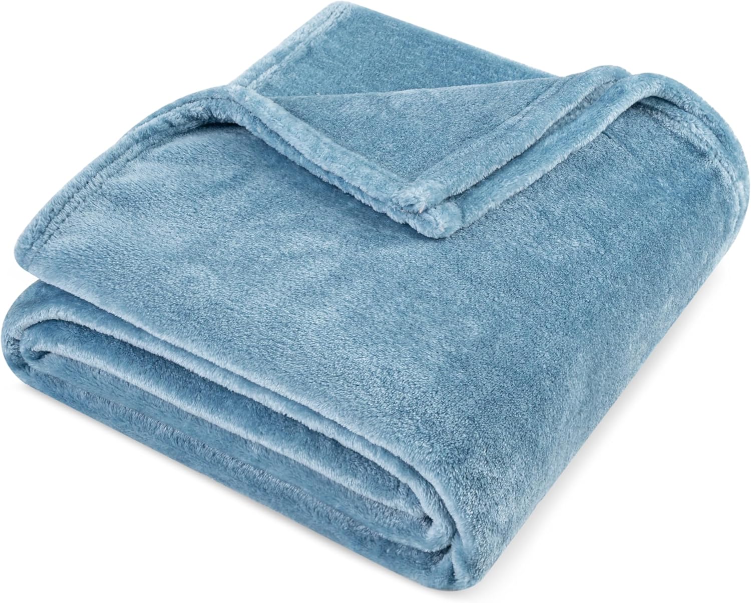 PAVILIA Dusty Blue Fleece Throw Blanket - Super Soft Flannel Sofa Blanket | Cozy 50x60" Plush Decor