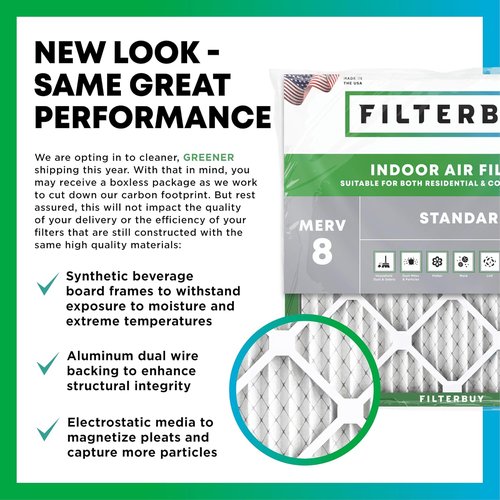 Filterbuy 20x20x1 Air Filter - MERV 8 Essential Dust & Allergy Defense | 4-Pack Electrostatic Pleated HVAC Filters (Actual Size: 19.50 x 19.50 x 0.75)