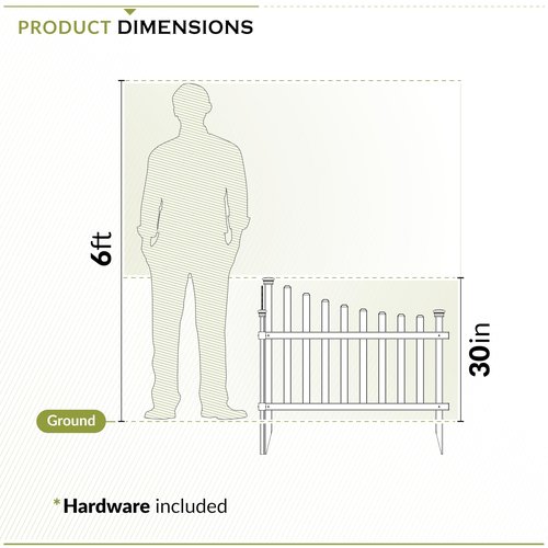 30in H x 40in W (2 Panels) No Dig Zippity Ashley Corner Vinyl Picket Fence, Garden Fence Border, Decorative Fence For Garden, White Vinyl Panels for Backyard, Patio & Yard, ZP19007