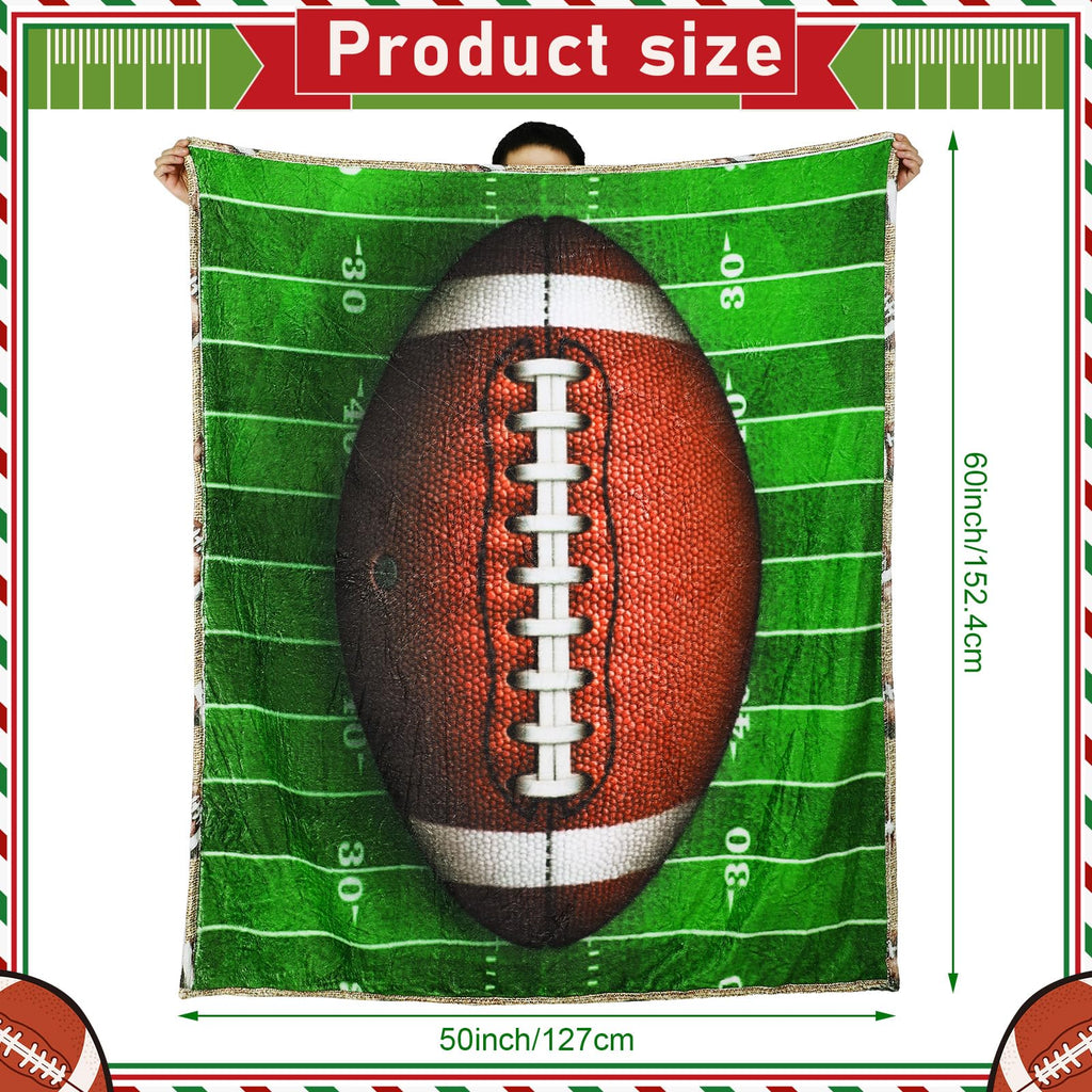 FuWeave Reversible Football Throw Blanket Double Sided Ultra Plush Blanket for Football Lover Gift Birthday Party Decor Home Bed Sofa Couch, 60 x 50 Inch
