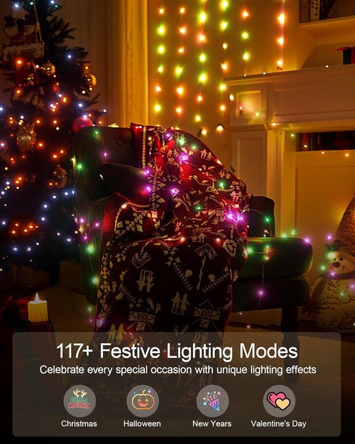 Ariceleo RGB Fairy Lights - 32.8 Ft USB Powered String Lights with Remote & App Control | Waterproof Copper Wire