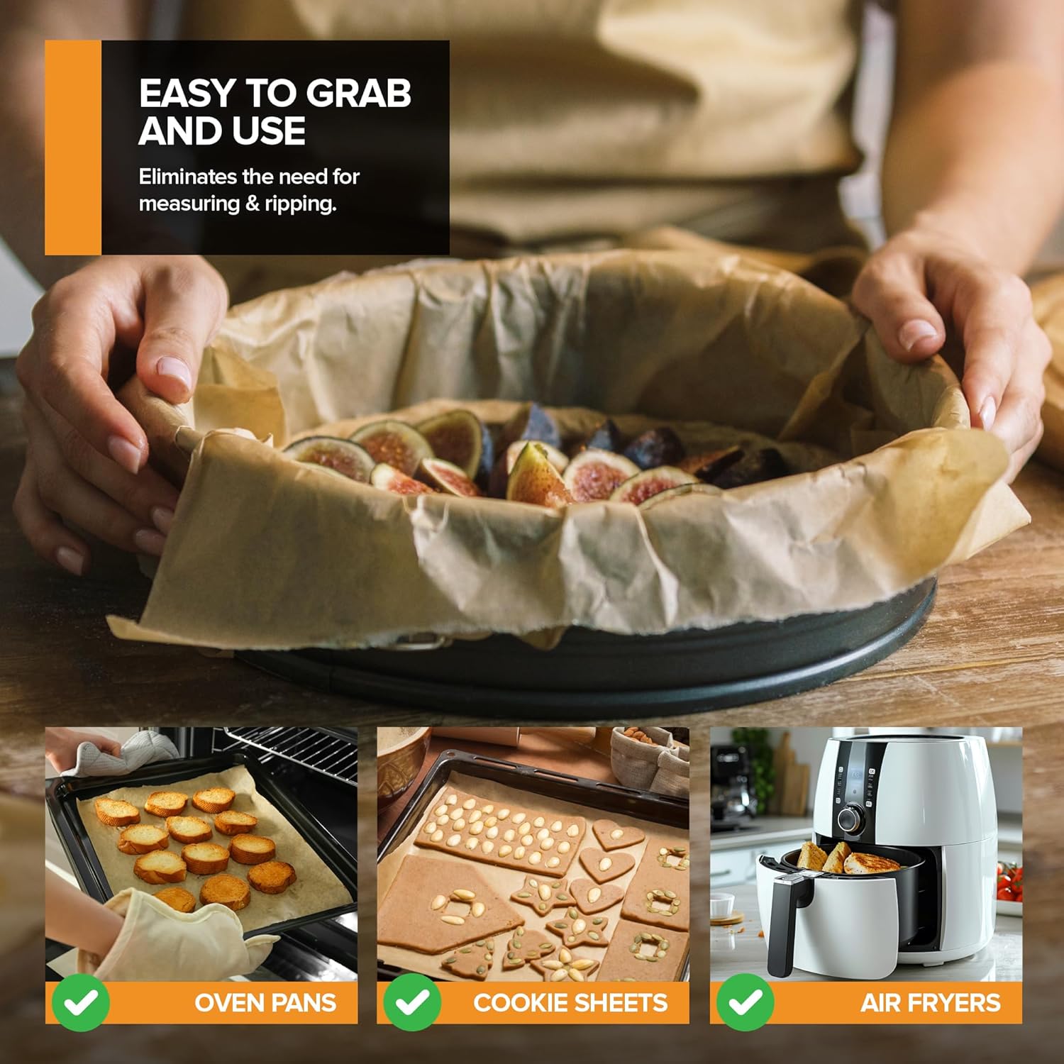 Stock Your Home Unbleached Parchment Paper Sheets - 200 Pre-Cut Baking Sheets (9x13”) for Cookies, Bread & Pizza