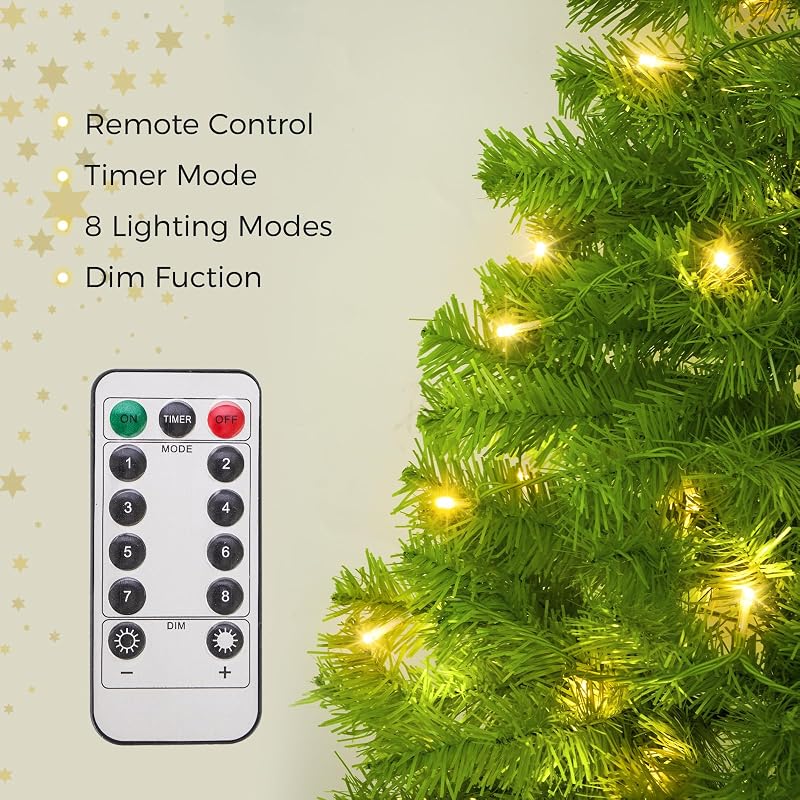 5ft Whimsical Christmas Tree with LED Lights - Artificial Tree with Timer & 8 Lighting Modes