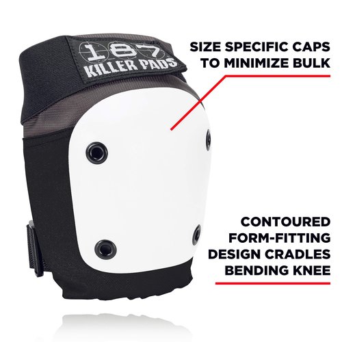 187 Killer Pads Fly Knee Pad, Grey/White, Medium