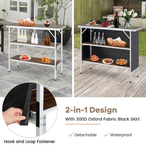 COSTWAY Portable Bar Table for Events, 43.5” x 15” x 34.5” Foldable Pop-Up Bar with Carrying Bag, Collapsible Checkout Counter, Mobile Bartending Station for Party, Craft Fair