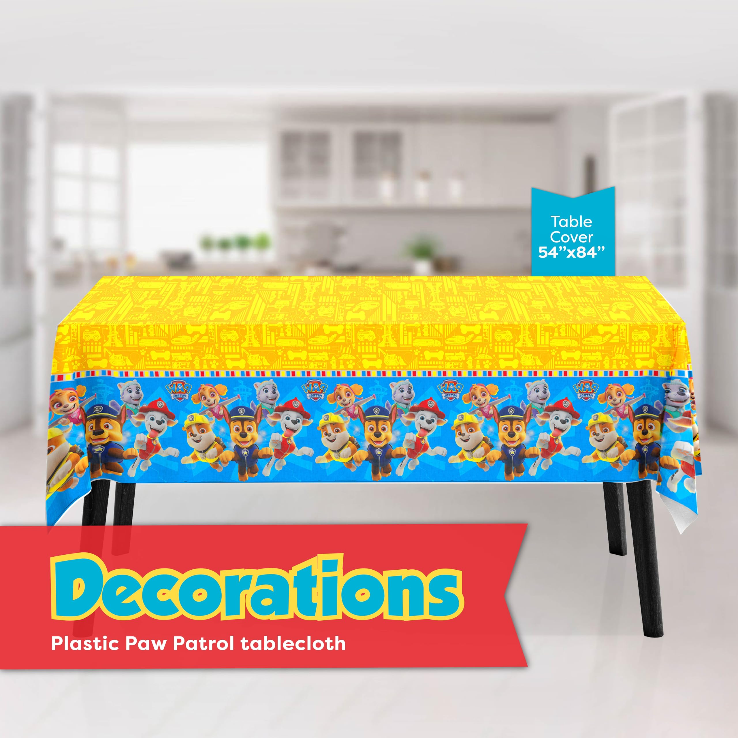 Paw Patrol Birthday Decorations for Party | Serves 16 | Tablecloth, Plates and Napkins, Sticker | Officially Licensed