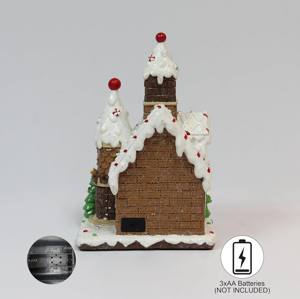 Moments In Time Christmas Gingerbread House - Hand-Painted Resin Décor with LED Lights | 10” Tall Tabletop Display