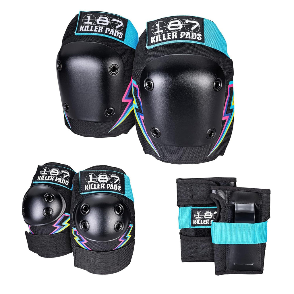 187 Killer Pads Six Pack Pad Set, Elbow Pads, Knee Pads, and Wrist Guards - Ideal for Skateboarding, Roller Skating, and Inline Skating