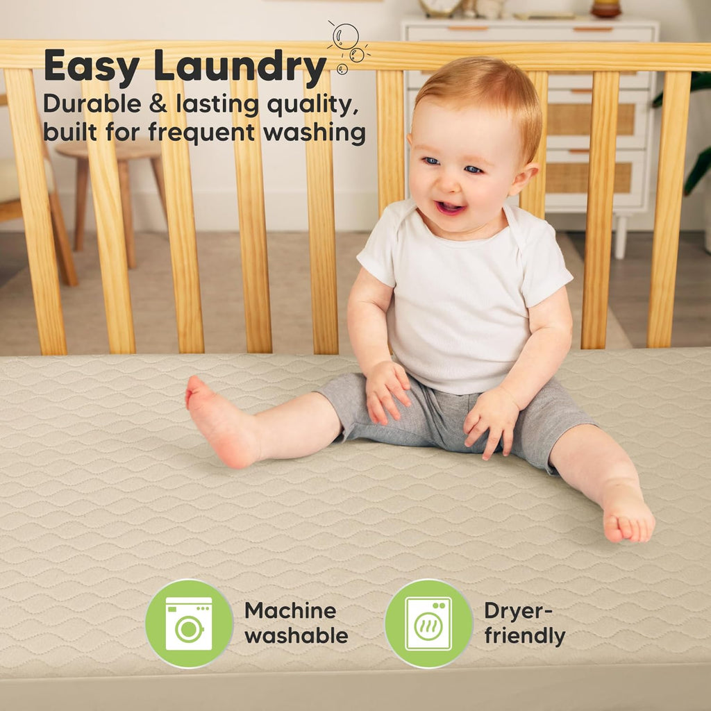 Skiennix 2-Pack Waterproof Crib Mattress Protector - Soft Quilted Cotton, 52" x 28", Machine Washable, Easy Fit
