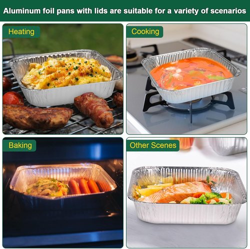 Aluminum Pans with Lids by [Brand Name] - 30 Pack Disposable Baking Foil Pans for Air Fryer & Oven