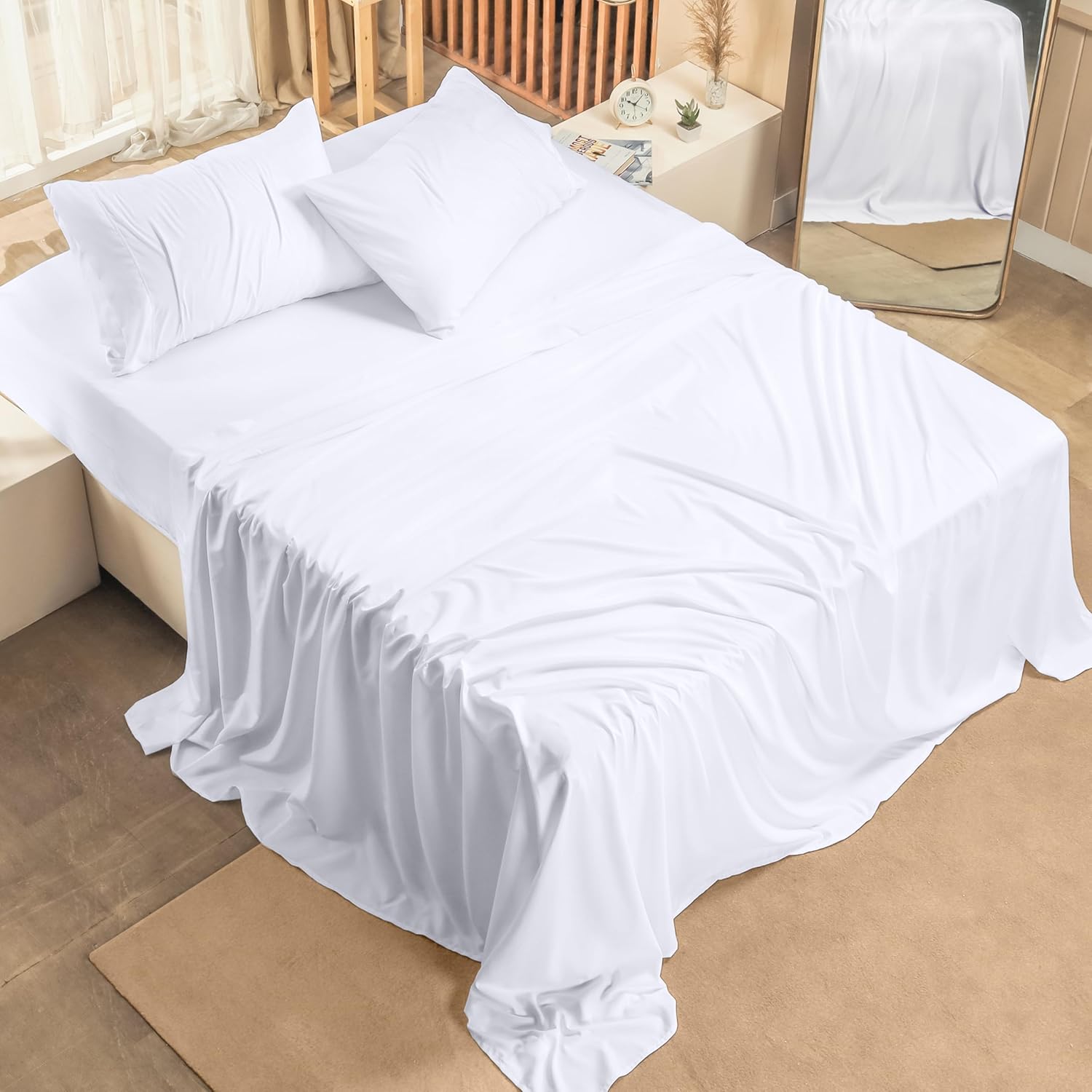 Utopia Bedding King Size Sheet Set - Soft Brushed Microfiber - 8-Piece Bulk Pack - Deep Pockets - Fade Resistant (White)