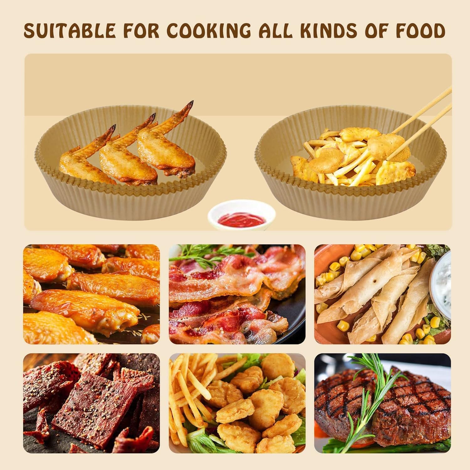 SIUDANGKA Air Fryer Liners - 200 Pcs Disposable Parchment Paper Sheets for Ninja AF101 & AF150 XL