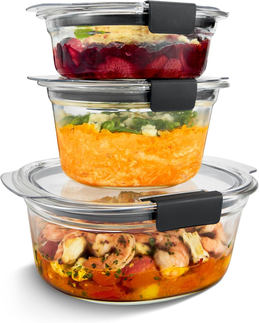 Rubbermaid Brilliance® Glass Round Food Storage Containers - Leak-Proof 6-Piece Set for Meal Prep