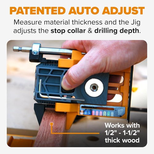 BORA Mini Pocket Hole Jig Kit - Auto-Adjusting Portable System for Woodworking | Complete Tool Set
