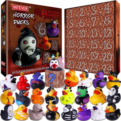 Intever Advent Calendar 2025 - Horror Rubber Duckies - 24 Days of Spooky Fun | Collectible Holiday Gift for All Ages