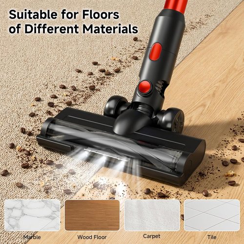 BSNAW Cordless Vacuum Cleaner - Lightweight 8-in-1 Stick & Handheld Design | 45 Min Runtime, Red & Black