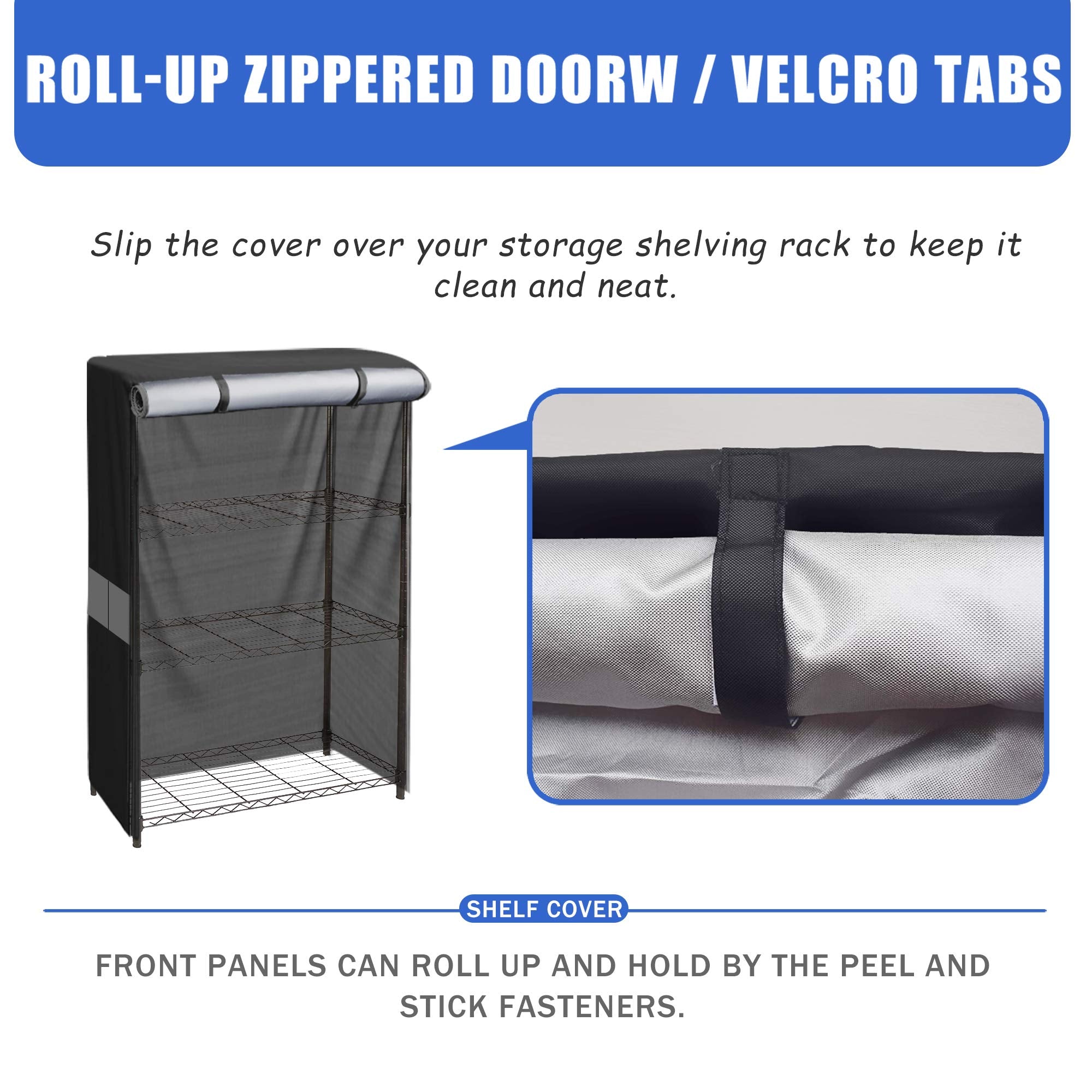 MOLLYAIR Wire Shelf Cover,600D Heavy Duty Waterproof Dustproof Standing Shelf Units Cover, Storage Rack Cover with Zipper for Metal Shelving (48" W x 18" D x 72" H)
