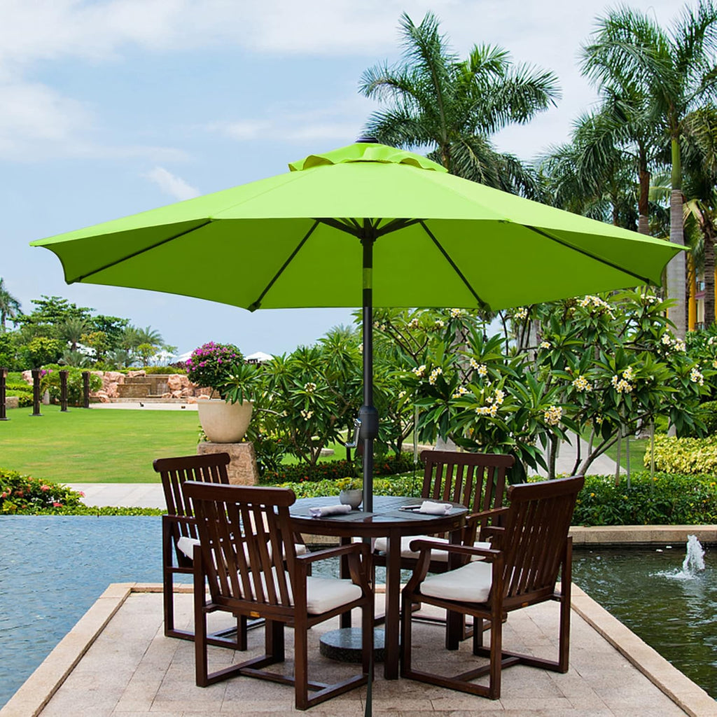 Sunnyglade 9' Patio Umbrella - Durable Outdoor Table Umbrella with 8 Sturdy Ribs | Grass Green