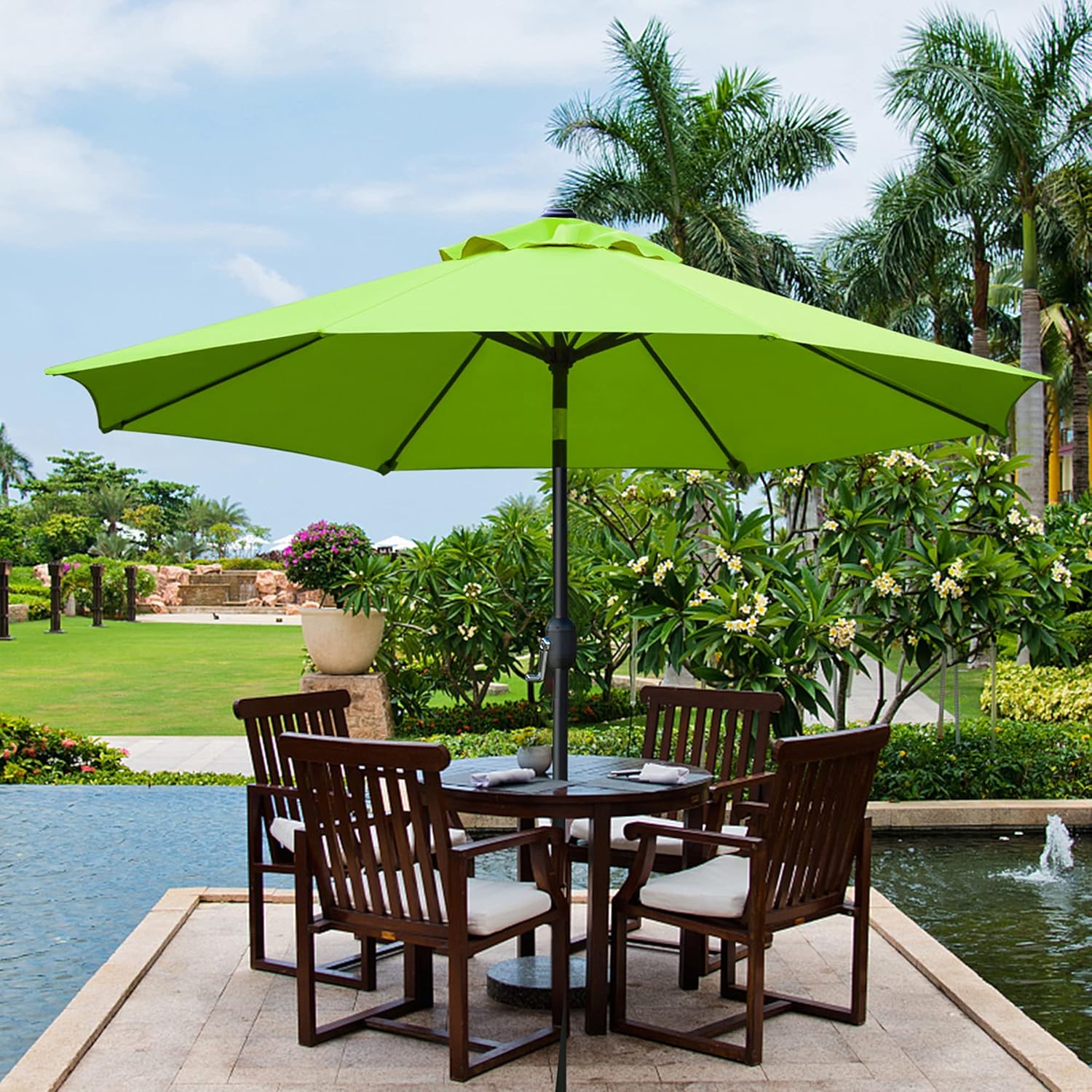 Sunnyglade 9' Patio Umbrella - Durable Outdoor Table Umbrella with 8 Sturdy Ribs | Grass Green