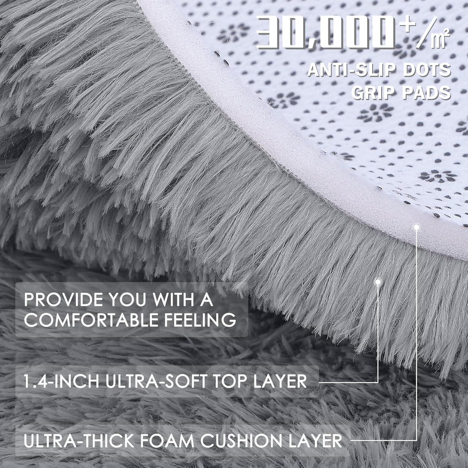 OLANLY Runner Rugs - Soft, Machine Washable Shaggy Design for Hallway & Bedroom | Light Grey 2x5 ft