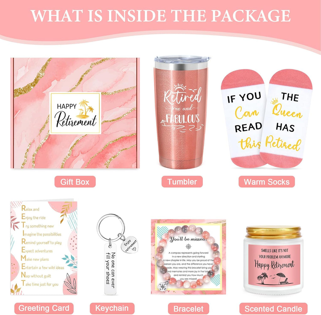 Skiennix Retirement Gift Basket for Women - 20oz Tumbler & Fun Accessories | Perfect for Coworkers, Teachers, Nurses, and Moms