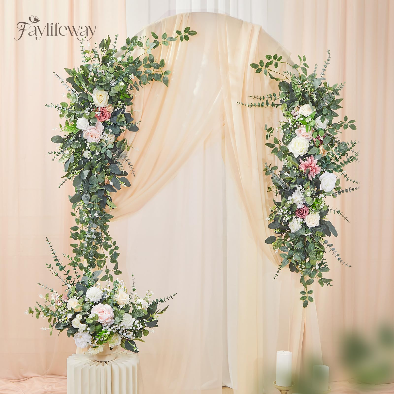 Faylifeway 120 Pcs 4 Kinds Mixed Eucalyptus Greenery Stems, Baby Breath Flowers Artificial Bulk and Greenery Stems for DIY Bouquets Wedding Home Floral Decor