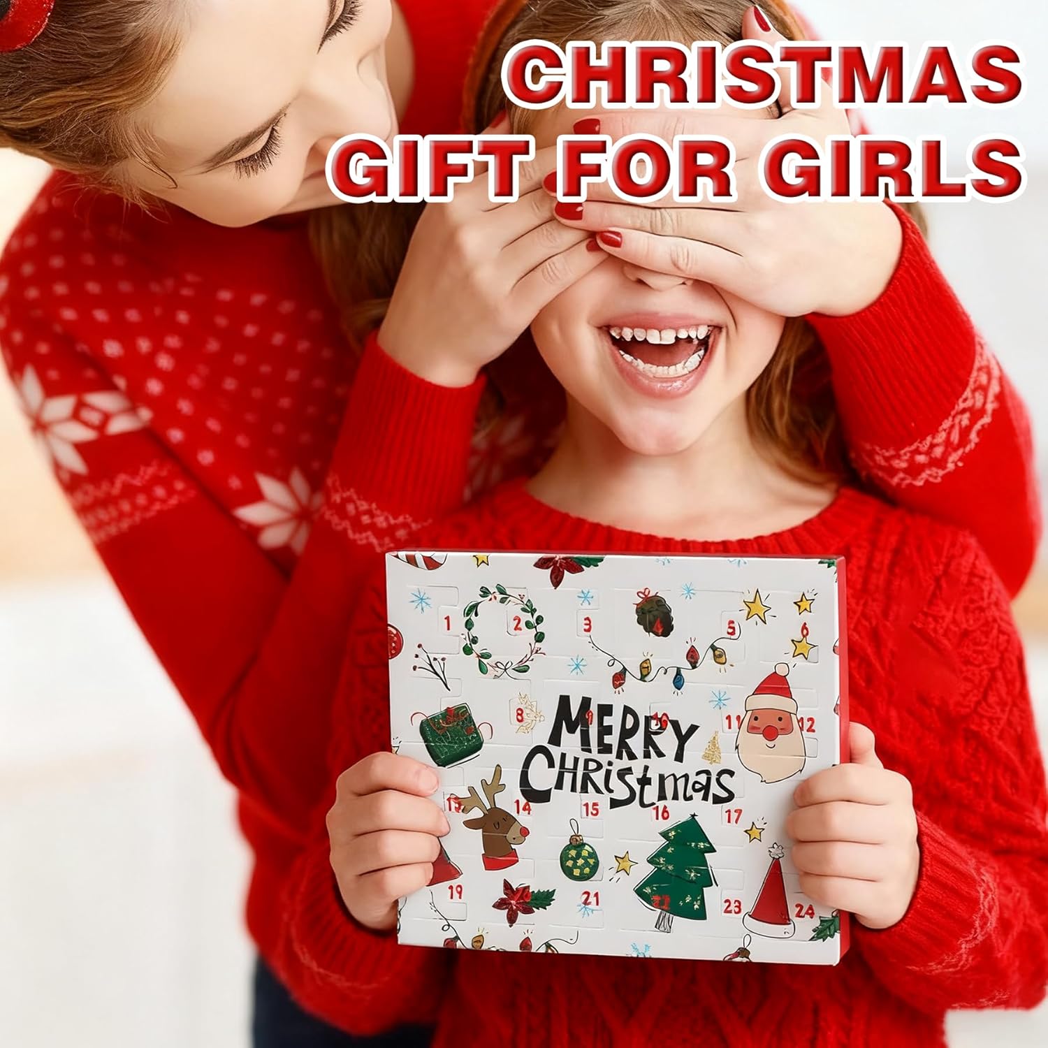 Skiennix Christmas Advent Calendar Bracelets 2025 - 24-Day DIY Jewelry Kit with 22 Charms & 2 Bracelets for Girls