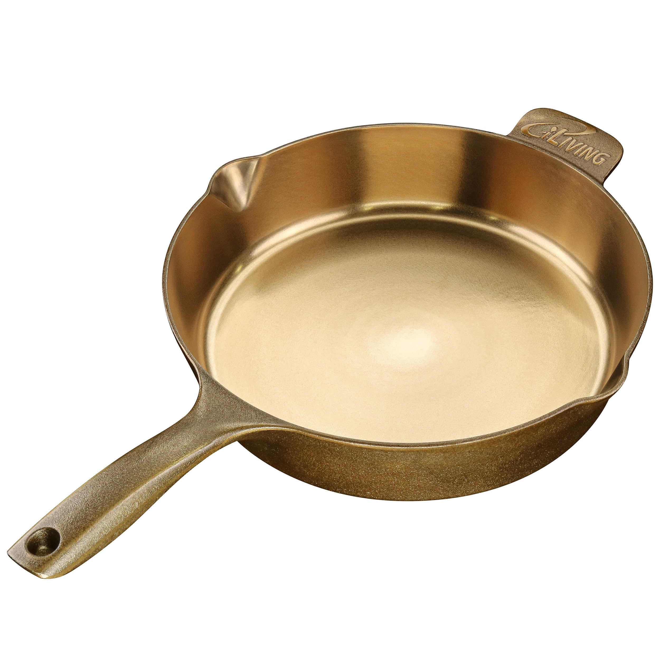 iLiving Seasoned Modern Heirloom Mirror Polished Cast Iron Skillet Pan 12" (2.7" Wall Height/3.7 L)
