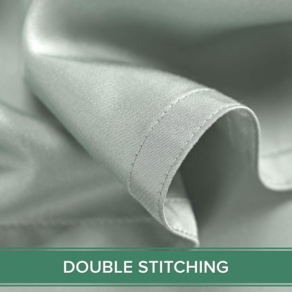 Pure Bamboo Full Bed Sheet Set - 100% Organic Viscose, Luxuriously Soft & Cooling | Sea Glass Color, Double Stitching
