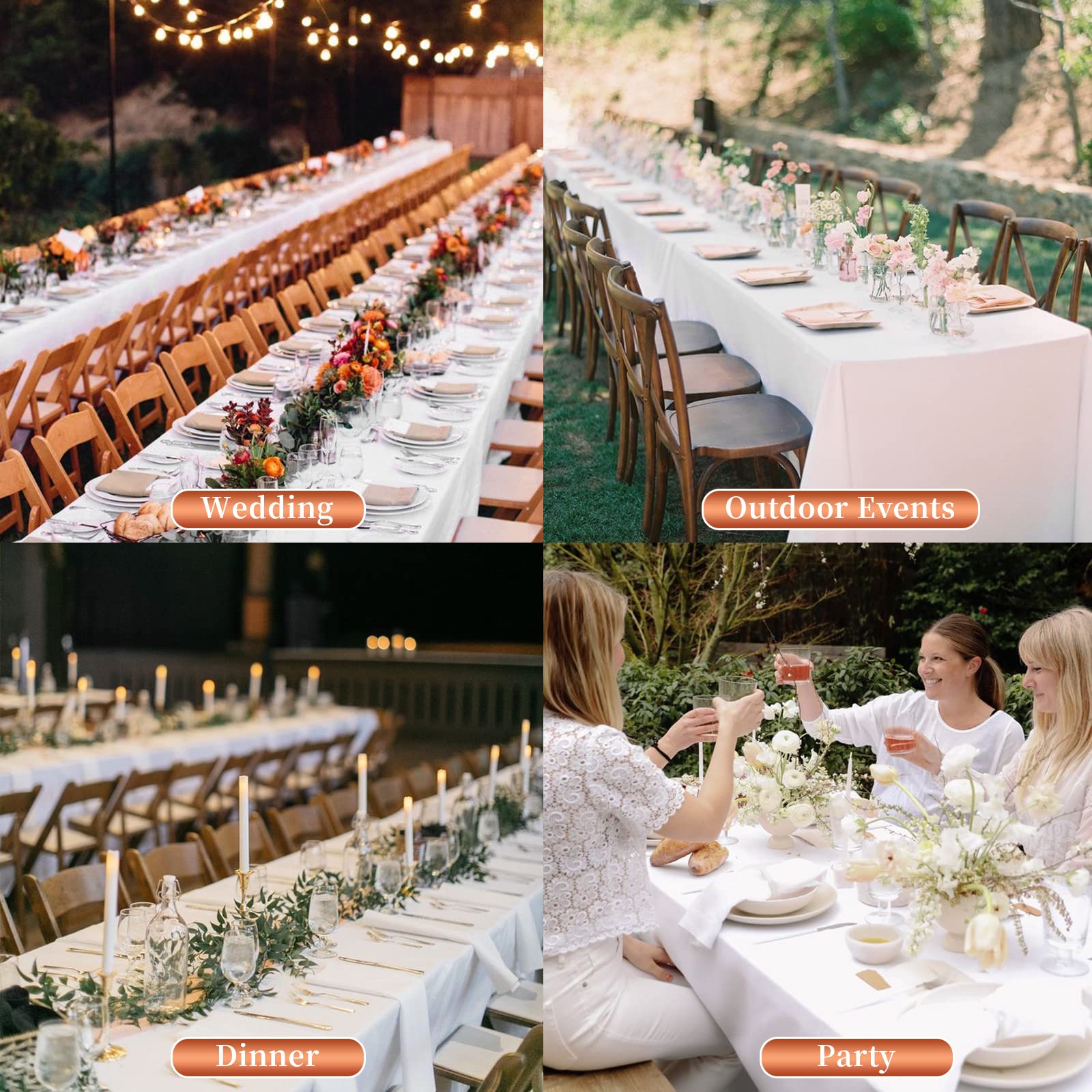 Showgeous 5 Pack White Tablecloths for 8 Foot Rectangle Tables 90 x 156 Inch Rectangular Tablecloth, Bulk Polyester Fabric Table Clothes Washable Long Table Covers for Wedding Party Buffet Restaurant