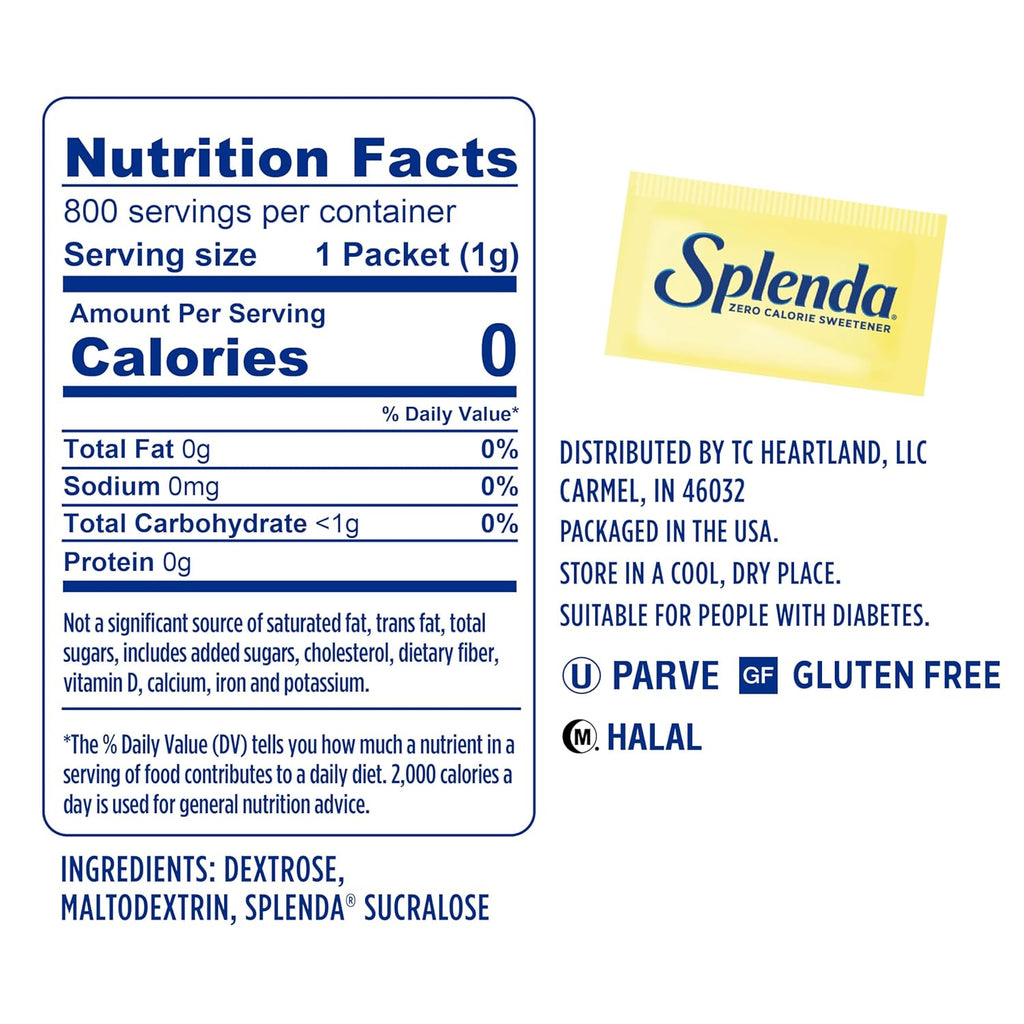 SPLENDA Zero Calorie Sweetener | 800 Packets for Guilt-Free Sweetening