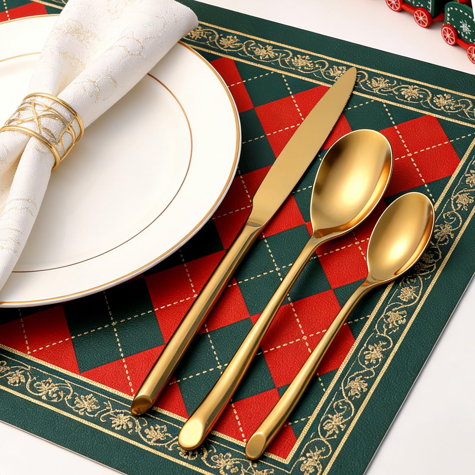 QUEARI Gold Silverware Set, 20-Piece Elegant Stainless Steel Flatware Set, Cutlery Set Mirror Polished, Dishwasher Safe, Service for 4