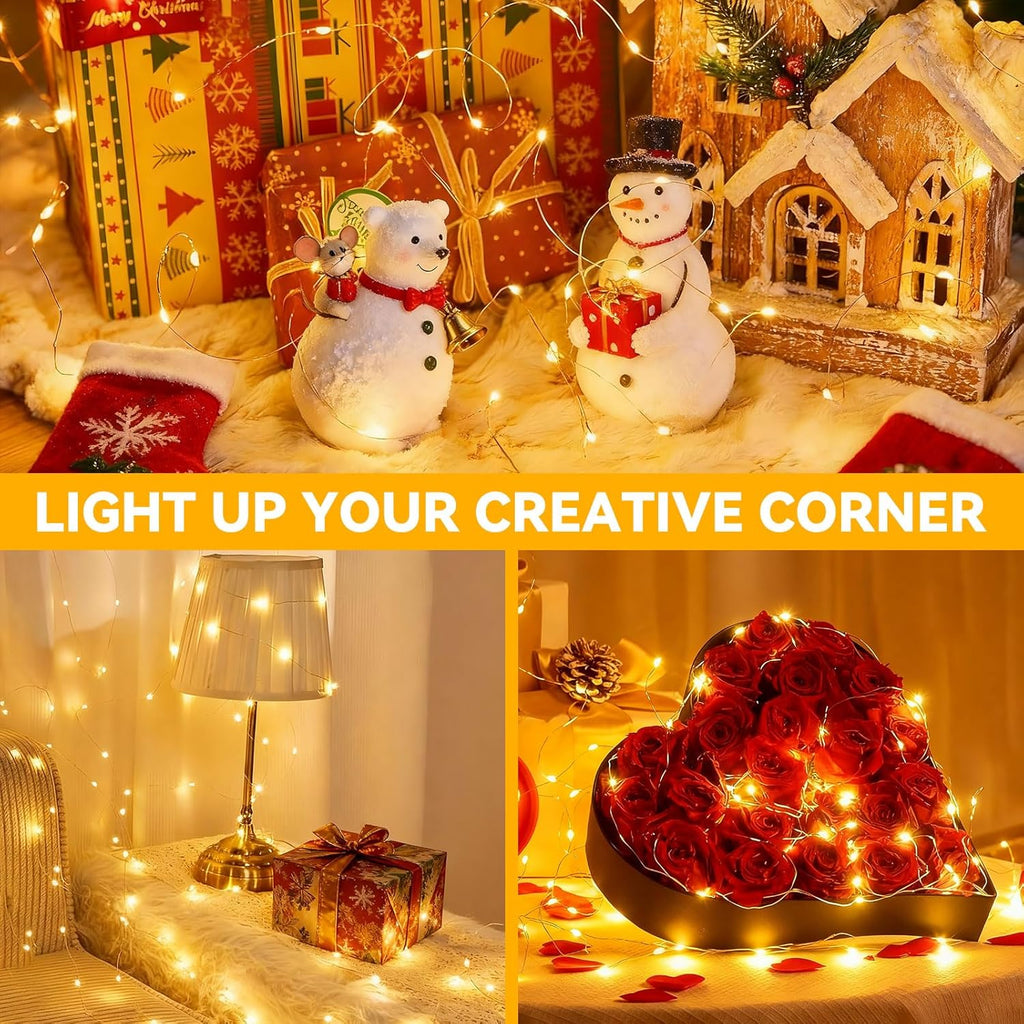 Twinkle Fairy Lights - 33ft 100LED Waterproof String Lights with Remote & Timer | Warm White for Indoor Decor