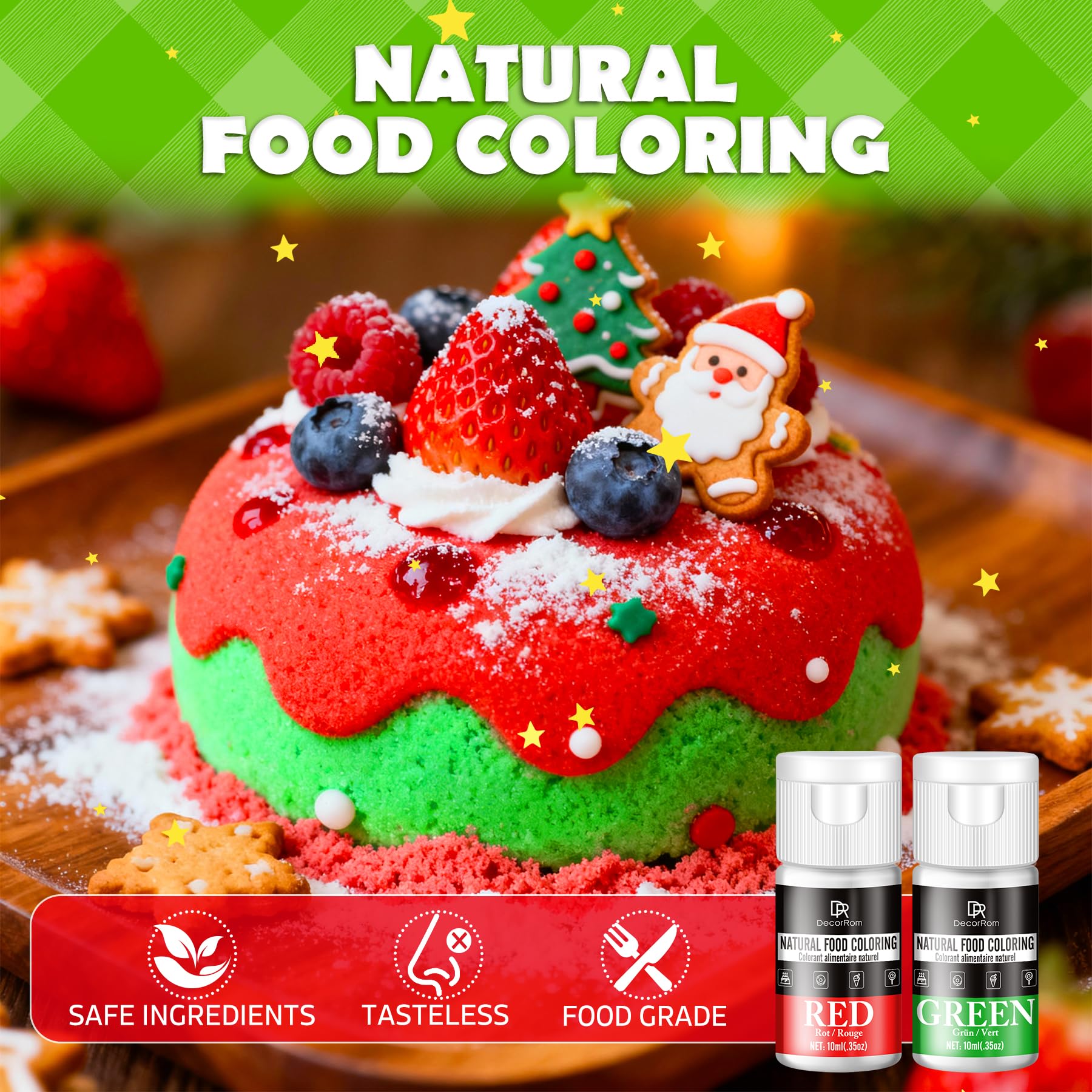 Natural Food Coloring, 10 Colors Bright Liquid Dye Free Food Coloring, Plant Based Food Colorings for Baking, DIY Cake Making, Cookie Decorating, Donut, Cream, Fondant, Candy & Baking Adult Hobby