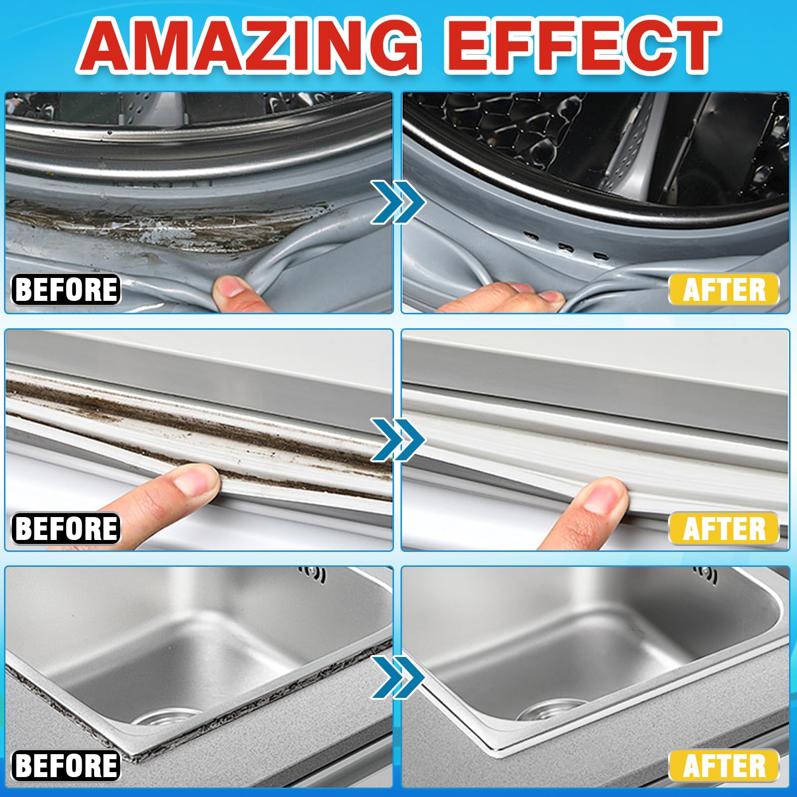 Melanther Mold Remover Gel – Effective Washing Machine Cleaner for Gasket, Mold Stain Remover Gel for Bathroom, Grout, Tile, Shower, Sink, Caulk - All-Purpose Household Cleaner Gel
