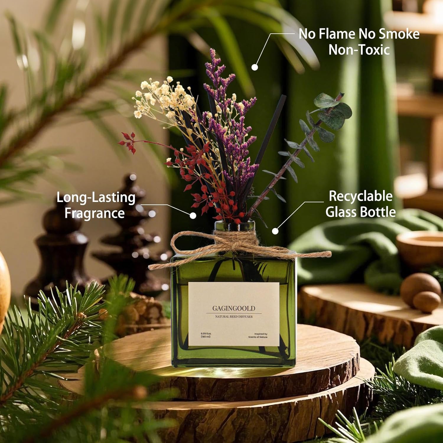 Reed | Earthy Sandalwood Scented Diffuser by [Brand Name] - 6.09 oz Long-Lasting Elegance for Home Decor