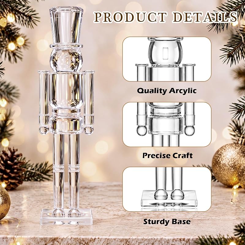 Clear 12" & 15" Nutcracker Figurines Set of 3 - Acrylic Soldier & King