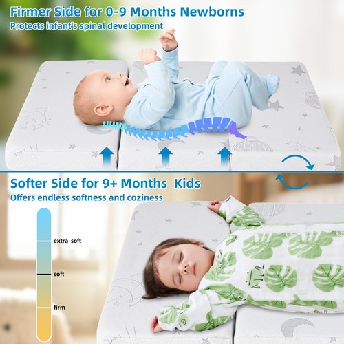 HDJOAPS Pack and Play Mattress for Baby Toddlers, Pack N Play Mattresses with Carry Bag Washable Cover